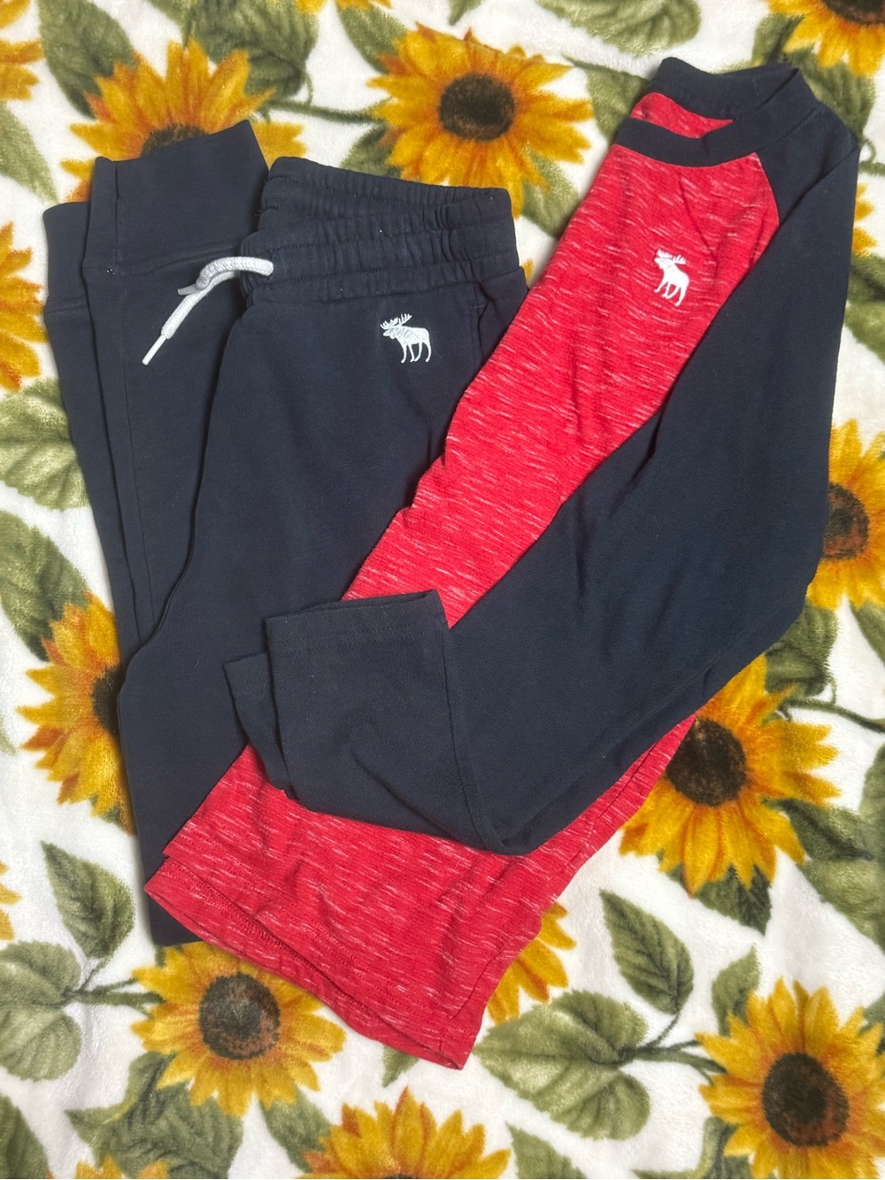 abercrombie kids Black and Red Colorblock Jogger Set